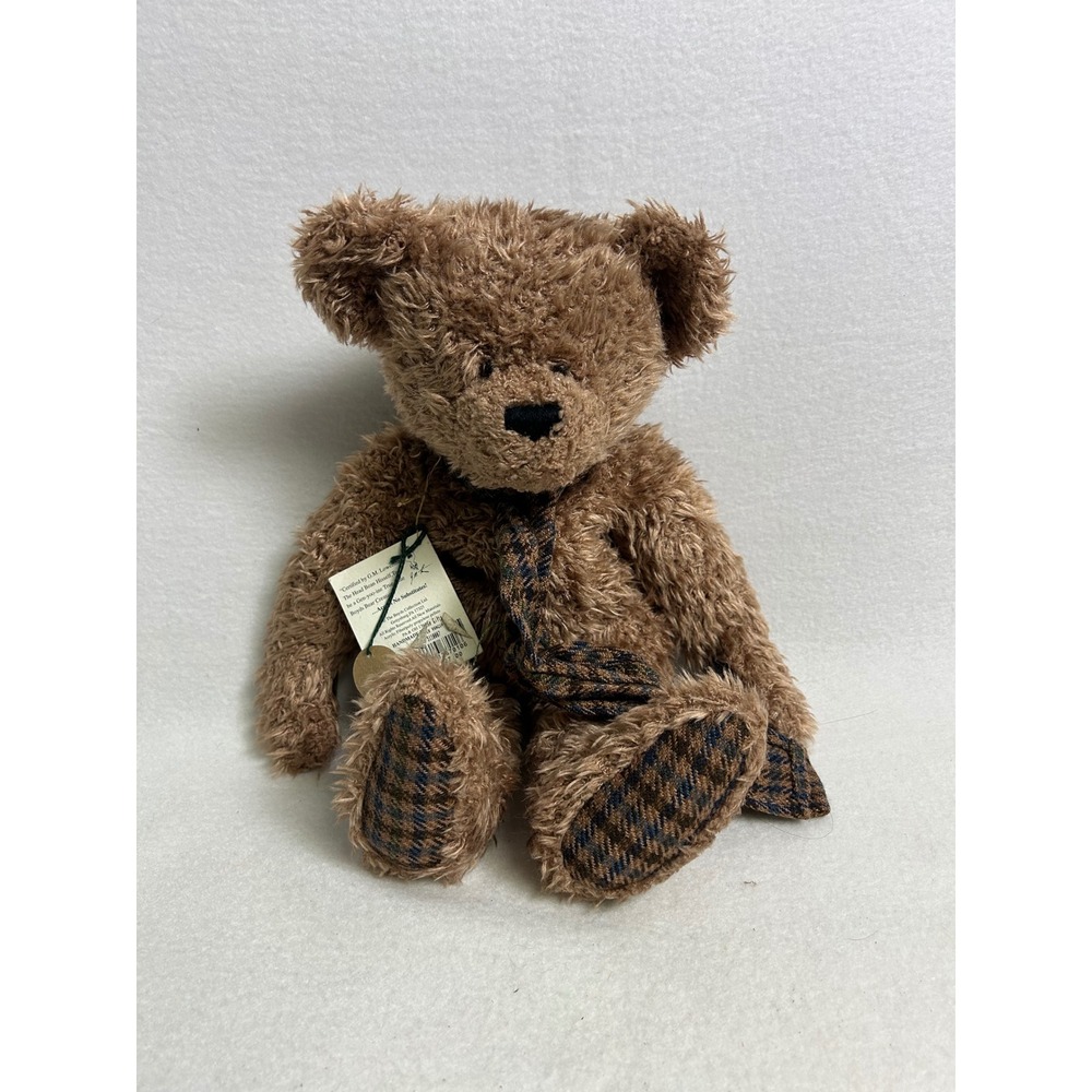 Boyds Bears & Friends Webber Vanguaro Brown Plaid Scarf Plush 10" Bear NWT